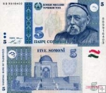*5 Somoni Tadžikistan 1999, P15c UNC