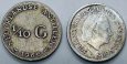 Strieborná minca 1/10 Gulden Holandské Antily 1966 VF, Juliana Strieborná minca 1/10 Gulden Holandské Antily 1966 VF, Juliana