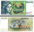 *50 000 Dinárov Juhoslávia 1988, P96 UNC *50 000 Dinárov Juhoslávia 1988, P96 UNC