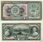 100 korún Československo 1920 N17a anulát - REPLIKA
