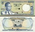 *1000 Frankov Kongo 1964, P8aP AU perforovaná *1000 Frankov Kongo 1964, P8aP AU perforovaná