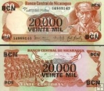 *20000 Córdobas Nikaragua 1987, pretlač P147 UNC