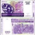 *1000 Ariary=5000 Francs Madagaskar 2004-16, P89 UNC *1000 Ariary=5000 Francs Madagaskar 2004-16, P89 UNC
