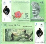 *5 Ringitt Malajzia 2012-21, polymer P52 UNC