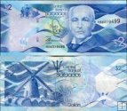 *2 barbadoské doláre Barbados 2013, P73 UNC
