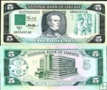 *5 Dolárov Liberia 1989, P19 UNC