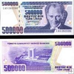 *500 000 tureckých lír Turecko 1998, P212 UNC