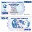 *250 000 000 Dolárov Zimbabwe 2.5.2008, P59 UNC *250 000 000 Dolárov Zimbabwe 2.5.2008, P59 UNC