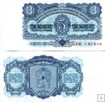 *3 Kčs II. Tri koruny Československo 1961, P81ab UNC