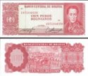 *100 Pesos Bolivianos Bolívia 1962, P164 UNC