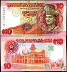 *10 Ringitt Malajzia 1989-95 P29 UNC