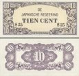 *10 Centov Holandská India 1942, P121 AU/UNC *10 Centov Holandská India 1942, P121 AU/UNC