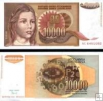 10 000 Dinárov Juhoslávia 1992, P116 UNC