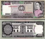 *1000 Pesos Bolivianos Bolívia 1982, P167 UNC