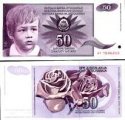 50 Dinárov Juhoslávia 1990, P104 UNC