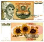 100 000 Dinárov Juhoslávia 1992, P118 UNC