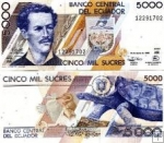 *5000 Sucres Ekvádor 1991-1999, P128 UNC