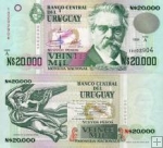 *20 000 Nuevos Pesos Uruguaj 1989-91, P69 UNC