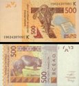 *500 Frankov Senegal (Západoafr. štáty) 2012(19), P719Kh UNC