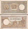 *100 srbských dinárov Srbsko 1943, P33 F/VF *100 srbských dinárov Srbsko 1943, P33 F/VF