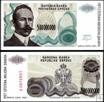 *500 000 000 Dinárov Bosna a Hercegovina (Srbsko) P158 UNC