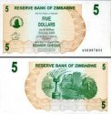 *5 Dolárov Zimbabwe 2006, P38 UNC