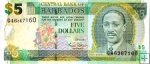 *5 barbadoských dolárov Barbados 2007-12 UNC