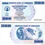 *250 000 000 Dolárov Zimbabwe 2.5.2008, P59 UNC