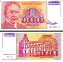 *50 000 000 Dinárov Juhoslávia 1993, P133 UNC