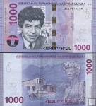 *1000 Dram Arménsko 2018-22 P61 UNC, Paruyr Sevak