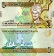*5 Manat Turkménsko 2009, P23 UNC *5 Manat Turkménsko 2009, P23 UNC
