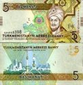 *5 Manat Turkménsko 2009, P23 UNC