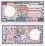 *20 Rupií Srí Lanka 1989-90, P97 UNC