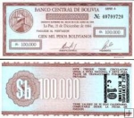 *10 centov pretlač na 10000 pesos Bolívia 1987, P197