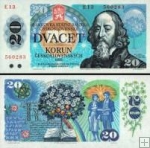 *20 Kčs II. Dvadsať korún Československo 1988, P95 UNC