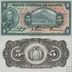*5 Bolivianos Bolívia 1928, P128 XF