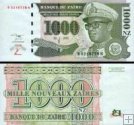 *1000 Nových Zaires Zair 1995, P66 AU/UNC