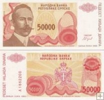 *50 000 Dinárov Bosna a Hercegovina (Srbsko) P153a UNC