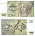 *20 mariek Západné Nemecko 1960, P20 UNC *20 mariek Západné Nemecko 1960, P20 UNC