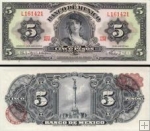 *5 Pesos Mexiko 1957-7, P60 UNC