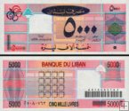 *5000 Livres Libanon 1994-95, P71ab UNC