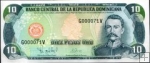 *10 Pesos Oro Dominikánska Rep. 1996-98, P153 UNC