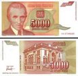 *5000 Dinárov Jugoslávie 1993, P128 UNC *5000 Dinárov Jugoslávie 1993, P128 UNC