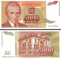 *5000 Dinárov Juhoslávia 1993, P128 UNC