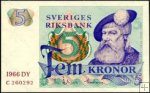 *5 Korún Švédsko 1965-9, P51a UNC