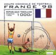 Známky Togo Futbal MS 1996 razítkovaný hárček Známky Togo Futbal MS 1996 razítkovaný hárček