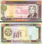 *500 Manat Turkménsko 1995, P7b UNC