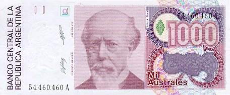 *1000 Australes Argentína 1988, P329 UNC - Kliknutím na obrázok zatvorte -