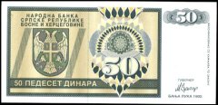*50 Dinárov Bosna Hercegovina 1992, P134 UNC - Kliknutím na obrázok zatvorte -