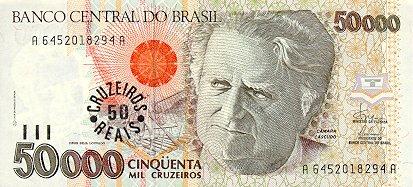 *50 Cruzeiros Reias Brazília 1993, pretlač P237 - Kliknutím na obrázok zatvorte -